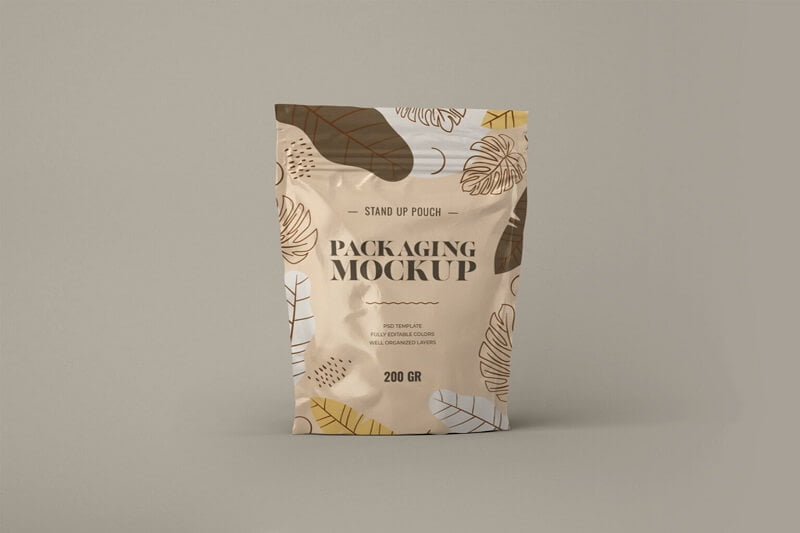 free sealed pouch standing mockup psd