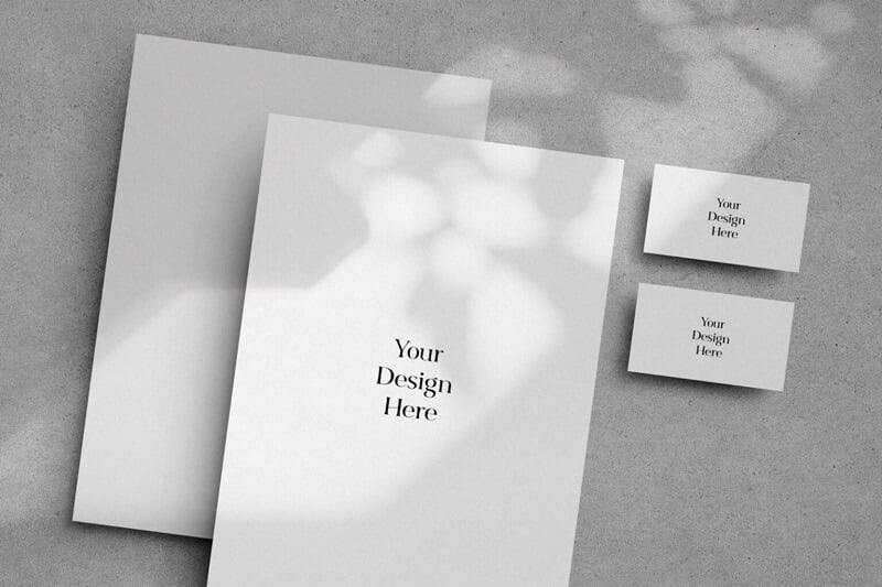 free stationery paper with shadows mockup psd