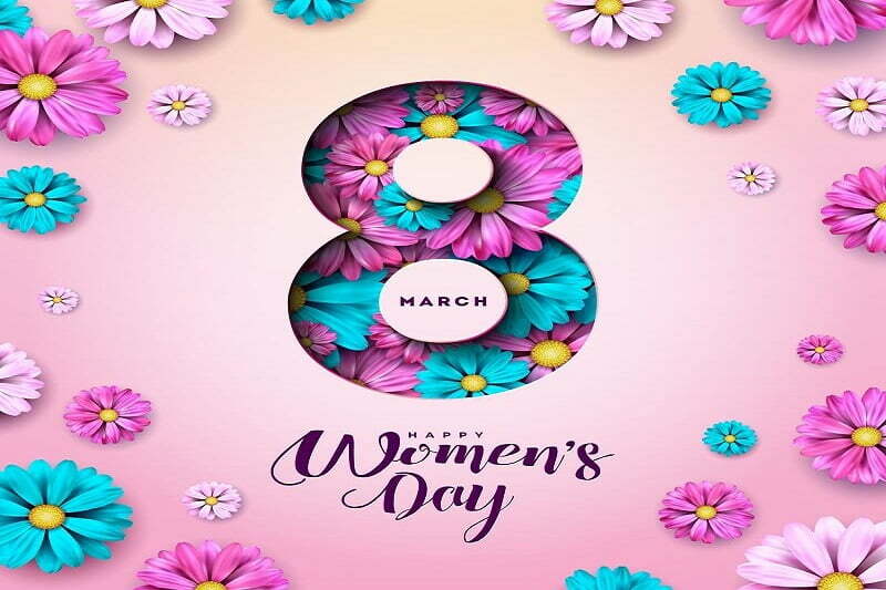 happy womens day floral greeting card