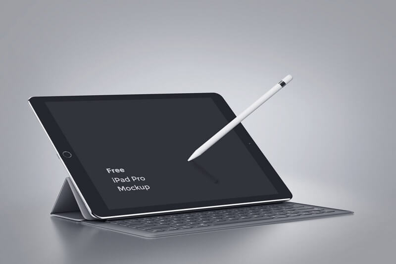 iPad Pro with Keyboard and Pencil Mockup Set