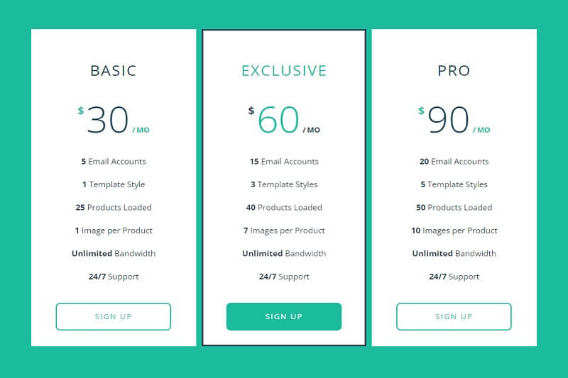 Responsive Flip Pricing Table