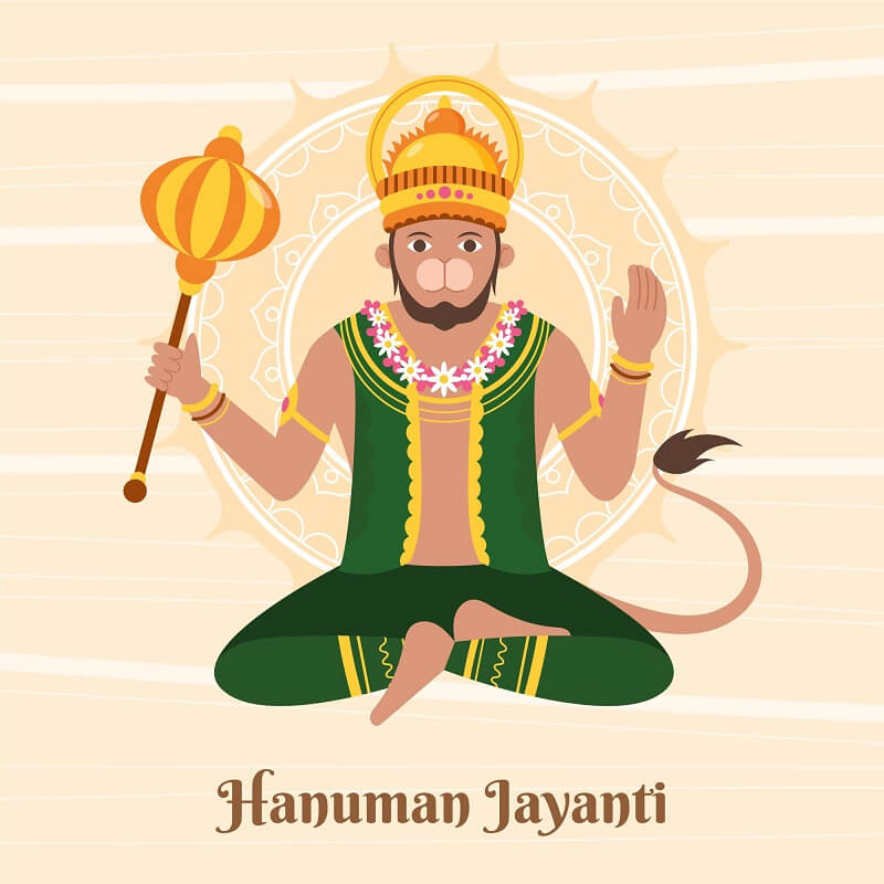 Flat hanuman jayanti illustration