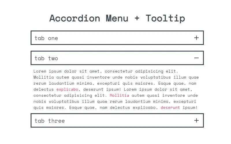 Accordion Menu + Tooltip