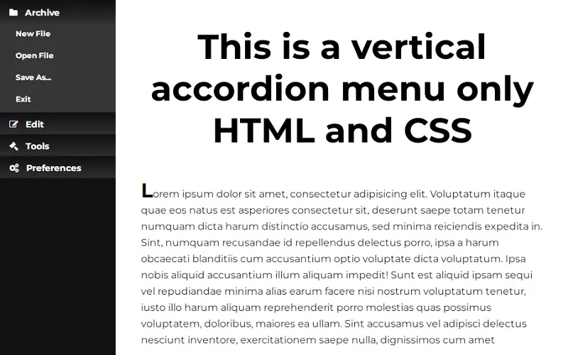 CSS Only Vertical Accordion Menu