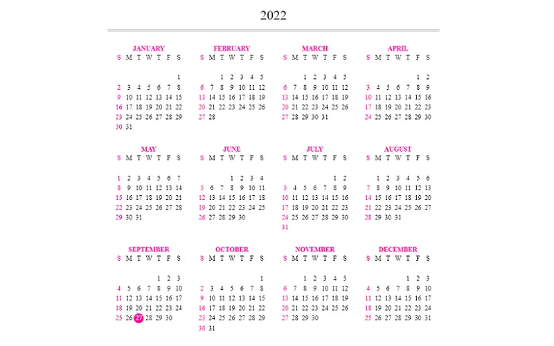 Flexbox Responsive Calendar