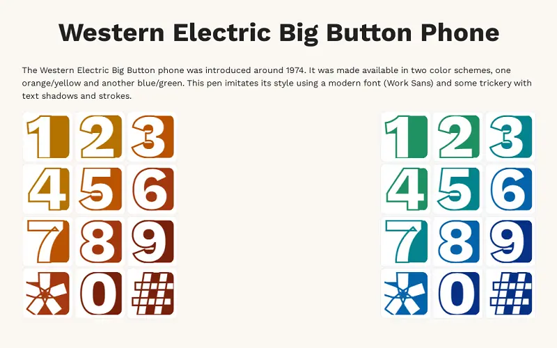 Western Electric Big Button Phone: CSS Text-Stroke Examples