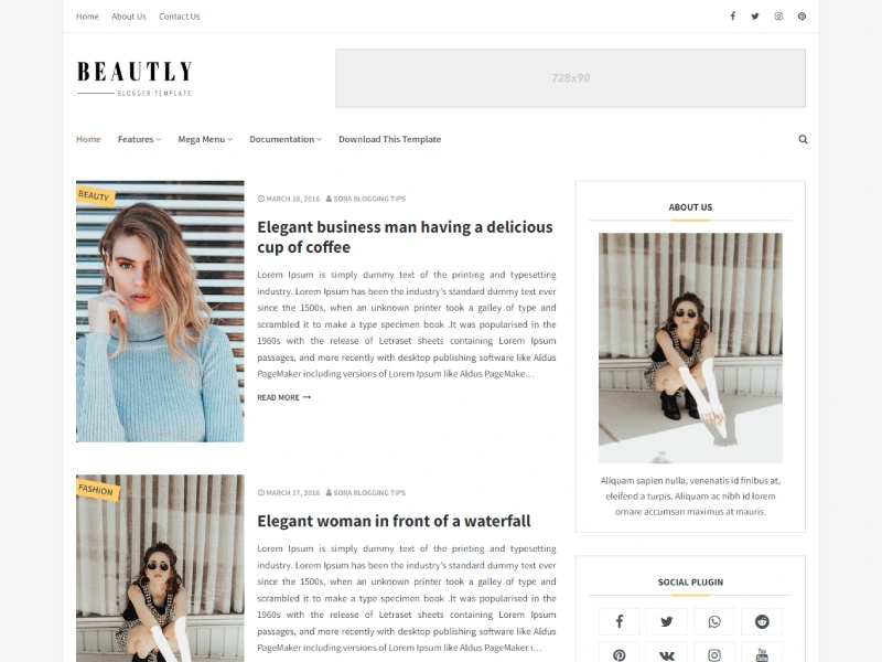 Beautly - best free responsive blogger templates