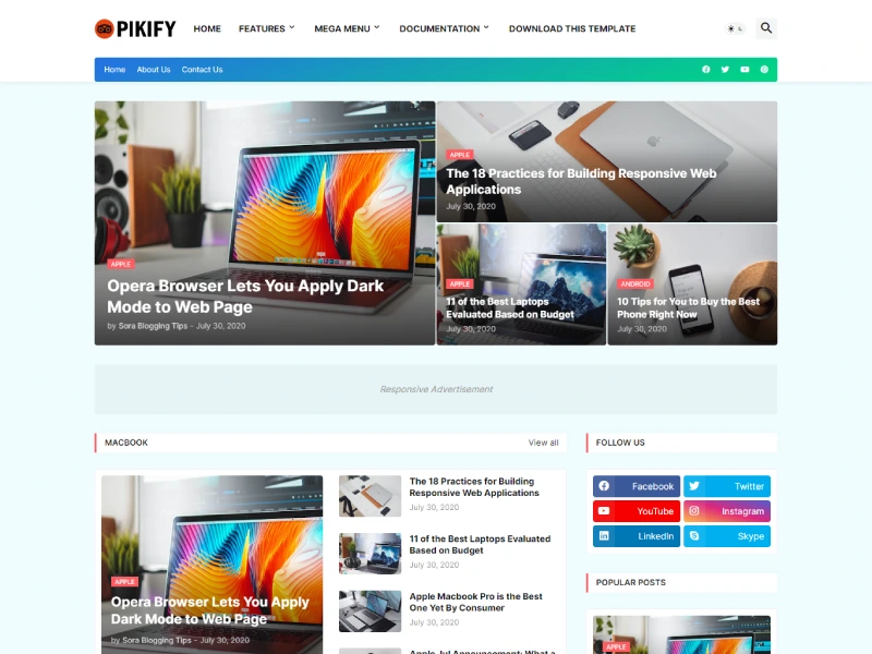 Pikify - best free blogger templates