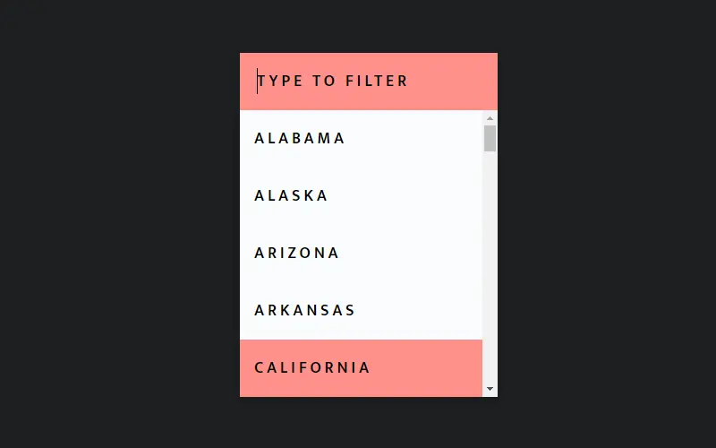 CSS Styled And Filterable Select