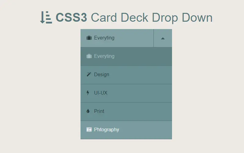 CSS3 Card Deck Drop Down: css-select-boxes