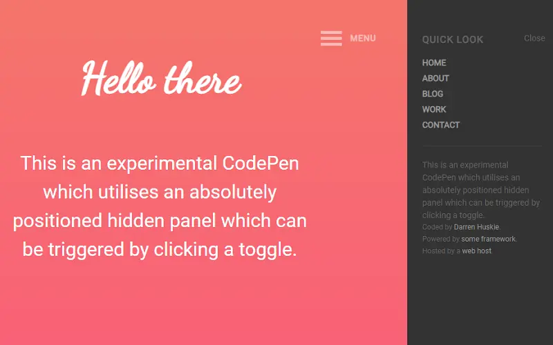 CSS3 Side Panel With Menu