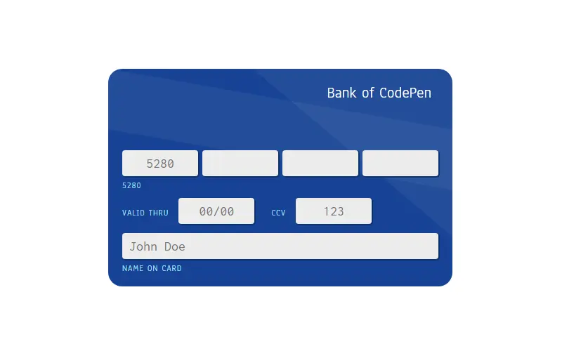 Credit Card – Bank of CodePen