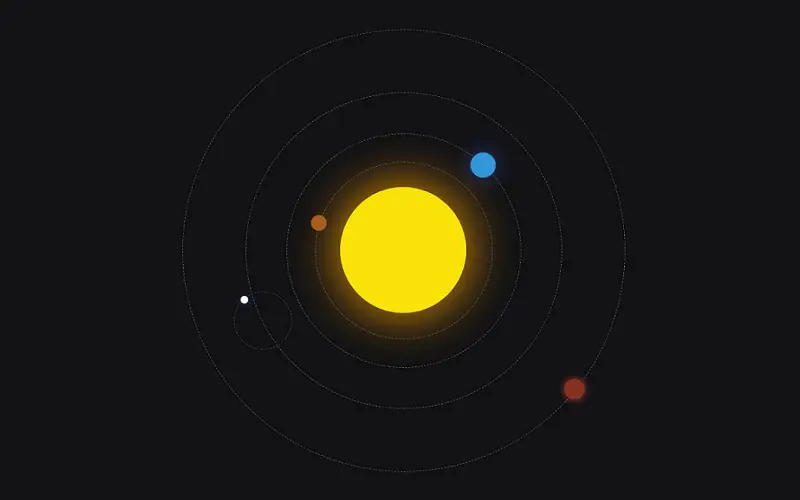 Earth And Moon Around Sun