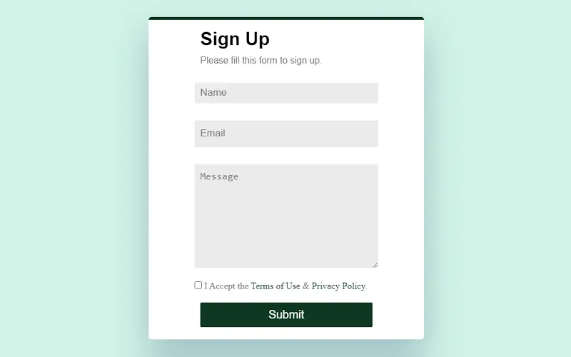 Floating Contact Form CSS