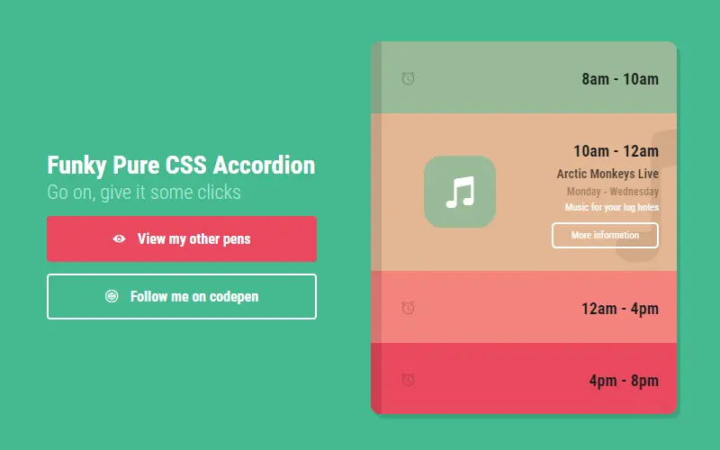 Funky Pure CSS Accordion