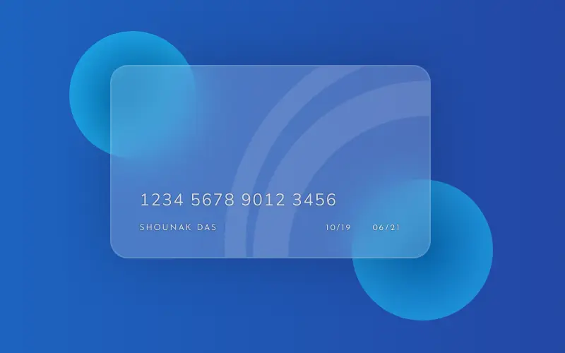 Glassmorphism Credit Debit Card