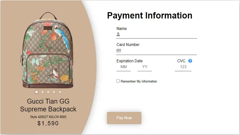 Gucci Backpack Checkout