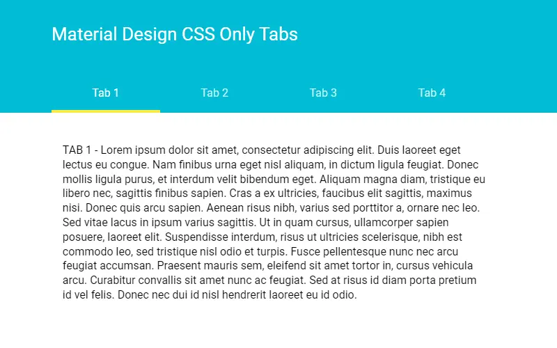 Material Design CSS Only Tabs