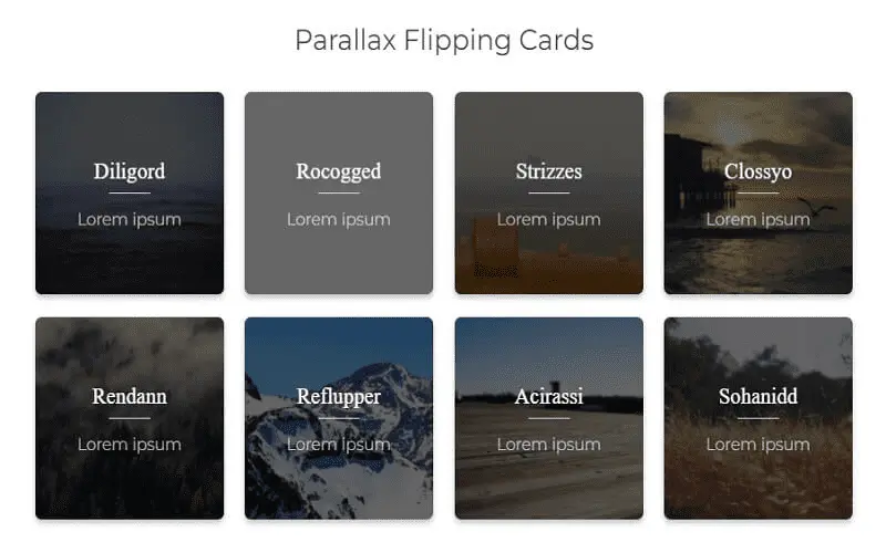 Parallax Flipping Cards