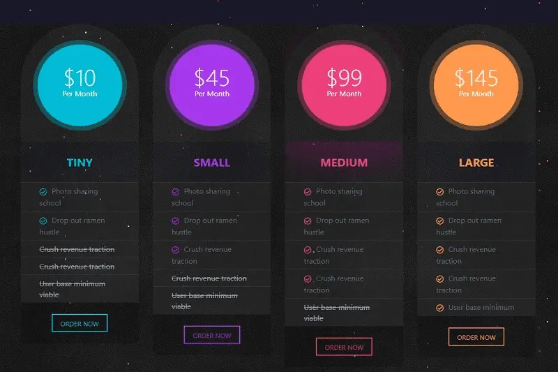 Pricing Table Design