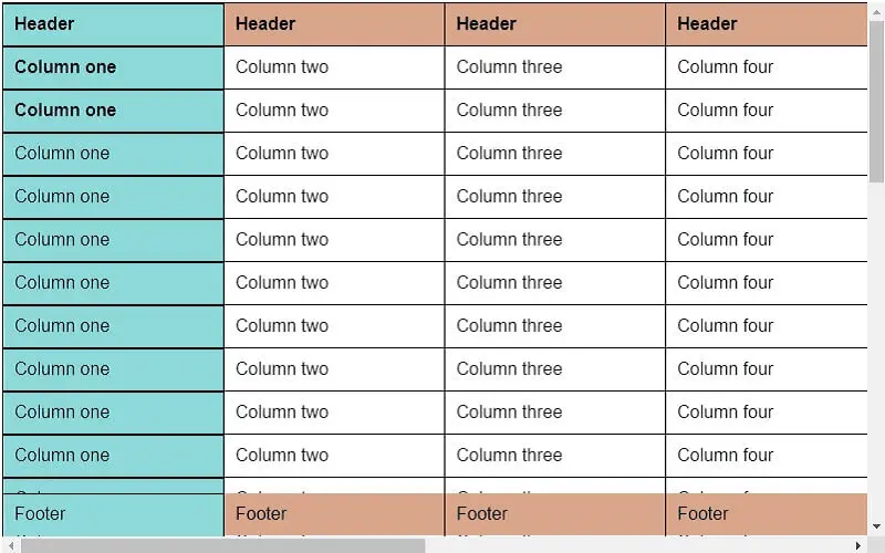 Table With Frozen Table Header