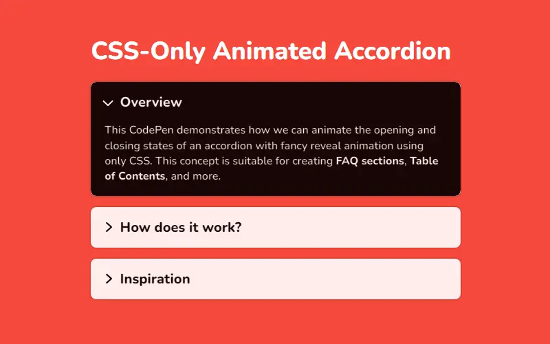 CSS-Only Accordion with Reveal Animation